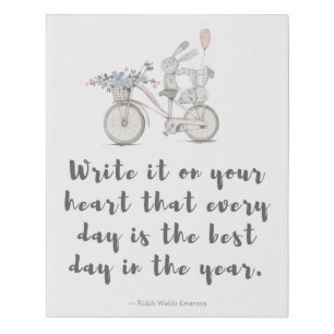 Whimsical Rabbit and Emerson Quote Faux Canvas Print