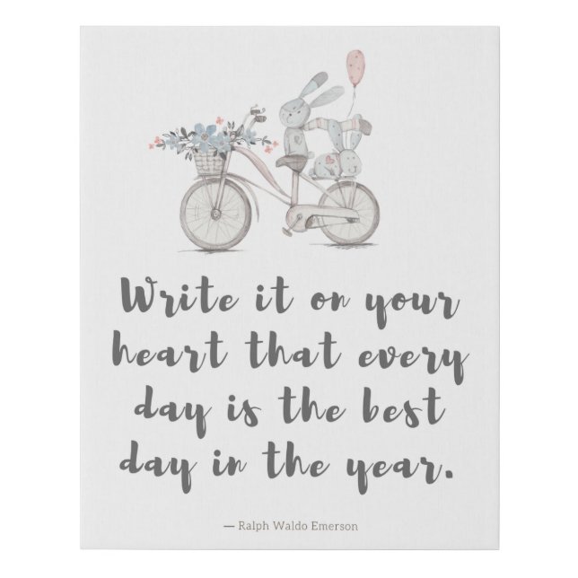 Whimsical Rabbit and Emerson Quote Faux Canvas Print (Front)