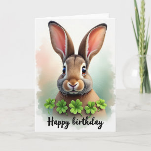 Whimsical Rabbit Art Birthday Card