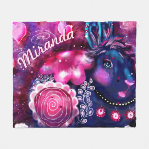 Whimsical Rabbit 'Glamour Bunny' Personalized Fleece Blanket