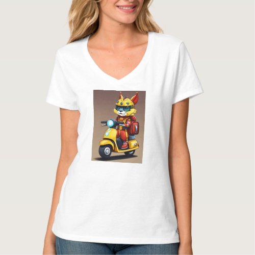 Whimsical Rabbit on Scooter T_Shirt