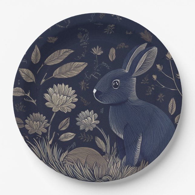 Whimsical Rabbit Paper Plates (Front)