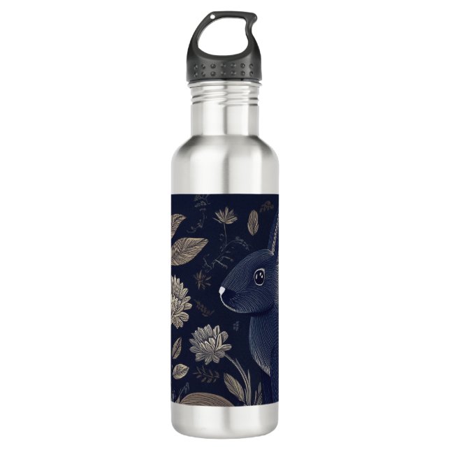 Whimsical Rabbit Stainless Steel Water Bottle (Front)