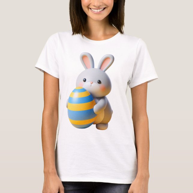 Whimsical Rabbits in a Colorful Meadow T-Shirt (Front)