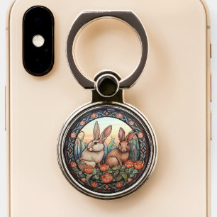 Whimsical Rabbits Phone Ring Stand