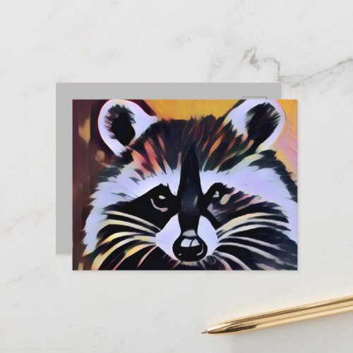 Whimsical Raccoon _ A Nature Inspired Design  Postcard