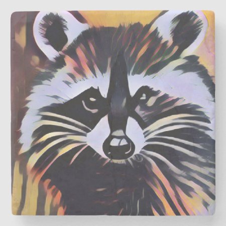 Whimsical Raccoon - A Nature Inspired Design  Stone Coaster