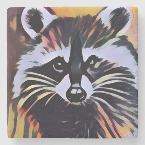 Whimsical Raccoon _ A Nature Inspired Design  Stone Coaster