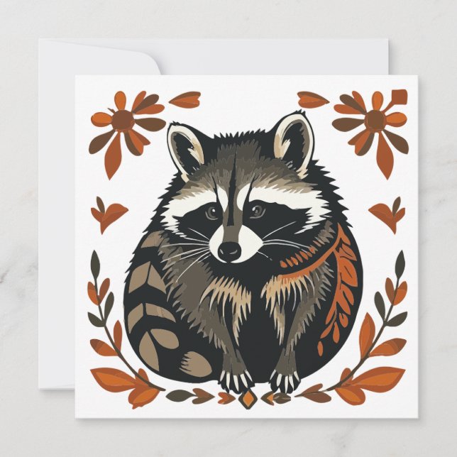 Whimsical Raccoon Woodland Animal Folk or Tribal A (Front)