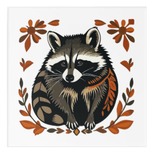 Whimsical Raccoon Woodland Animal Folk or Tribal A Acrylic Print
