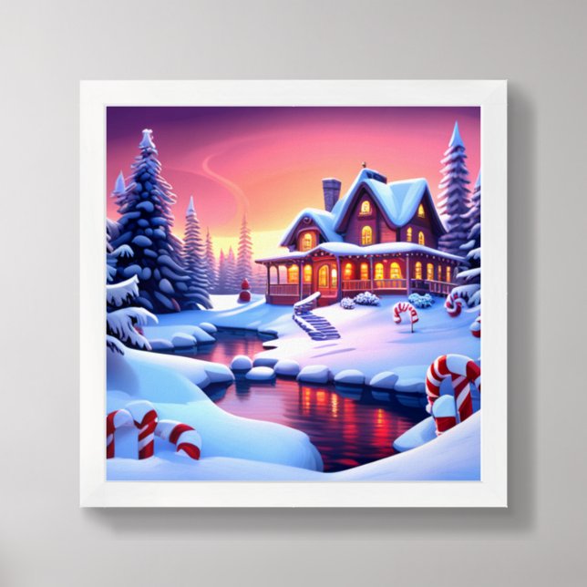 Whimsical Radiance in Christmas Scene Framed Art (Framed Front)