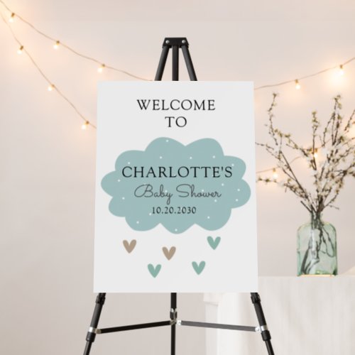 Whimsical Rain Cloud Blue Baby Shower Foam Board