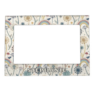 Whimsical Rainbow and Botanical Dandelions (2) Magnetic Frame
