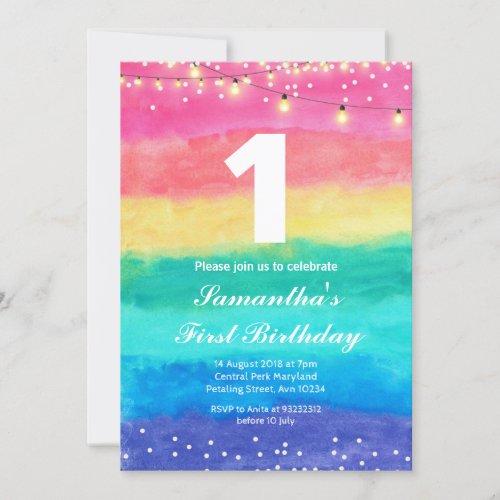 Whimsical Rainbow Birthday Invitation