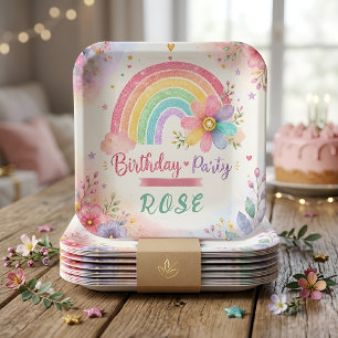 Whimsical Rainbow Birthday Paper Plates