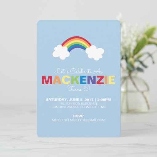 Whimsical Rainbow Birthday Party Invitation | Zazzle