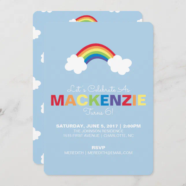 Whimsical Rainbow Birthday Party Invitation | Zazzle
