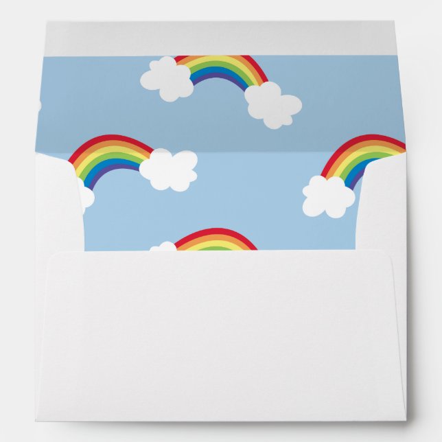 Whimsical Rainbow Birthday Party Lined Envelope (Back (Bottom))