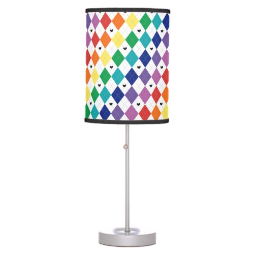  Whimsical  Rainbow Checkered Pattern  Table Lamp