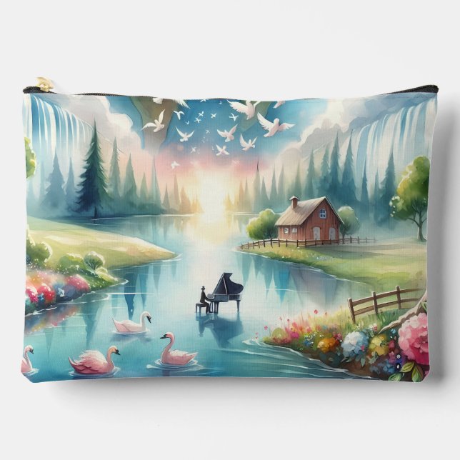 Whimsical Rainbow Earth Fantasy Scene Accessory Pouch (Front)