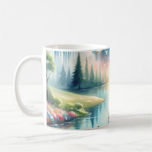 Whimsical Rainbow Earth Fantasy Scene Coffee Mug