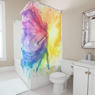 Whimsical Rainbow Fairy - Enchanted Cottagecore Shower Curtain