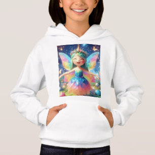 Whimsical Rainbow Fairy in a Magical Forest Hoodie
