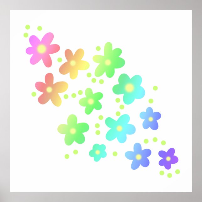 Whimsical Rainbow Flowers Poster (Front)