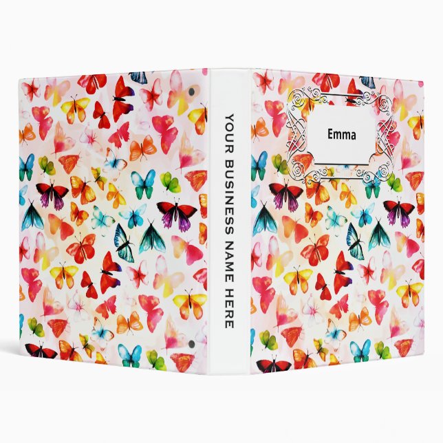 Whimsical Rainbow Forest Butterfly Watercolor  3 Ring Binder (Background)