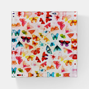 Whimsical Rainbow Forest Butterfly Watercolor Paperweight