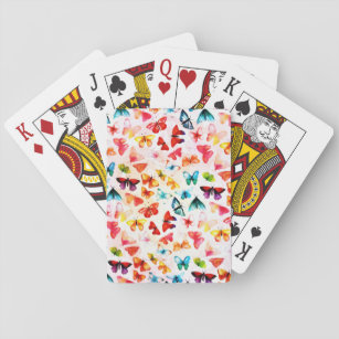 Whimsical Rainbow Forest Butterfly Watercolor  Playing Cards