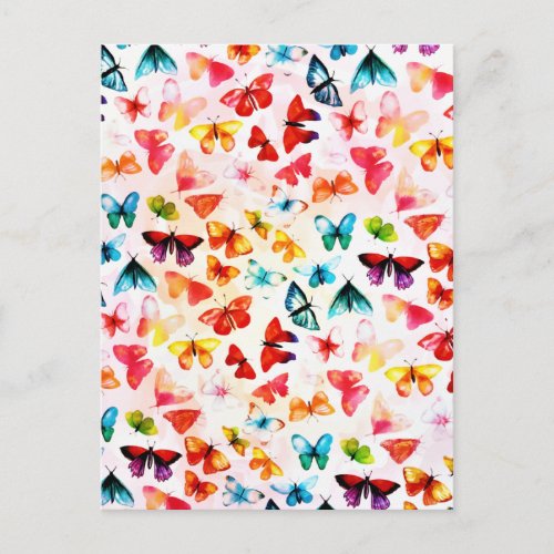Whimsical Rainbow Forest Butterfly Watercolor  Postcard