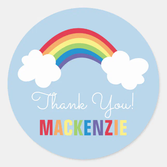 Whimsical Rainbow Happy Birthday Party Sticker | Zazzle