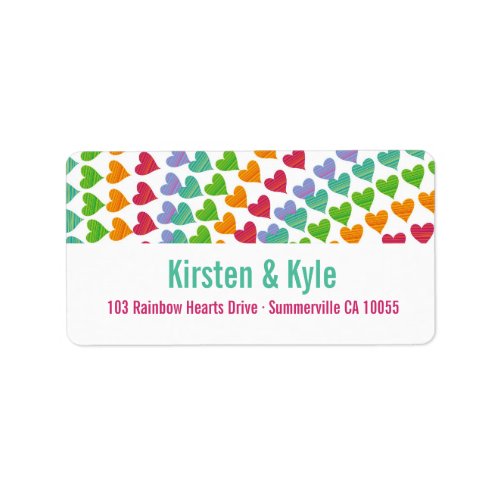 Whimsical Rainbow Hearts Sprinkles Address Labels