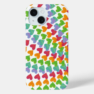 Whimsical Rainbow Hearts Sprinkles Love Colorful iPhone 15 Case