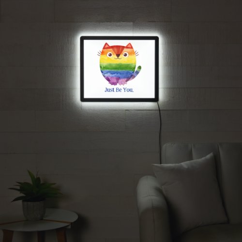 Whimsical Rainbow Kitty Custom LED Sign