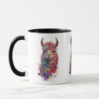 Whimsical Rainbow Llama Painting Mug