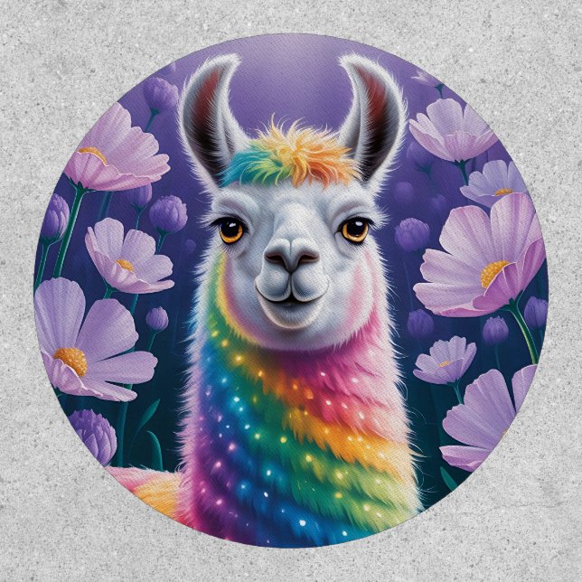 Whimsical Rainbow Llama Painting Patch (Front)