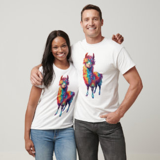 Whimsical Rainbow Llama Painting T-Shirt