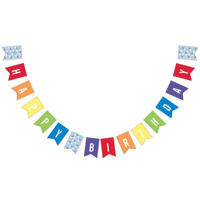Whimsical Rainbow Multi Colored Birthday Banner (All)