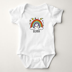 Whimsical Rainbow Personalized Name Design  Baby Bodysuit