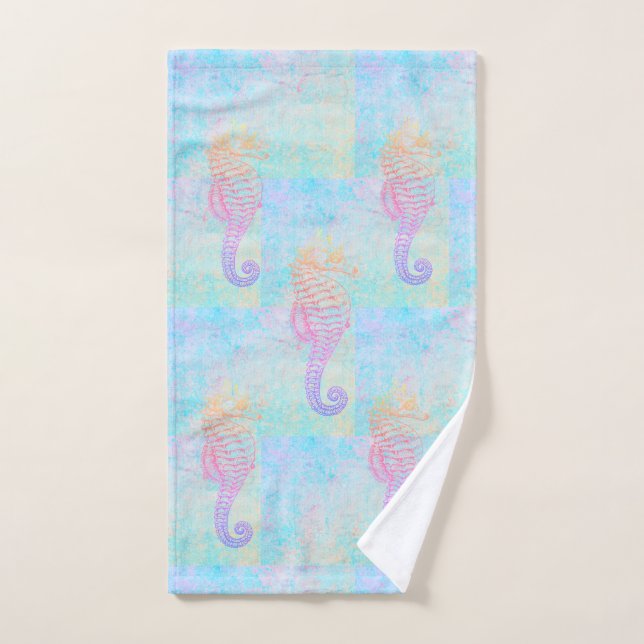 Whimsical Rainbow Sea Horse   Hand Towel (Hand Towel)