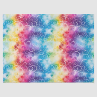 Whimsical Rainbow Swirl Decoupage Tissue Paper
