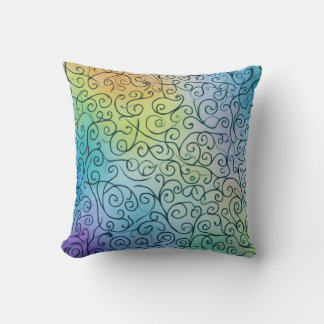 Whimsical Rainbow Swirl Pattern Abstract Colorful Throw Pillow