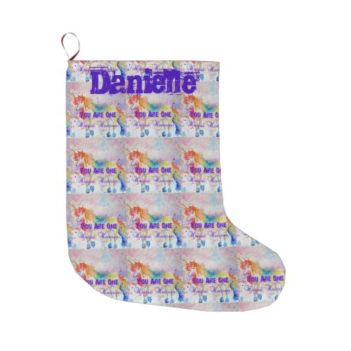 Whimsical Rainbow Unicorn Art Christmas Stocking