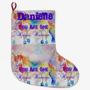 Whimsical Rainbow Unicorn Art Christmas Stocking