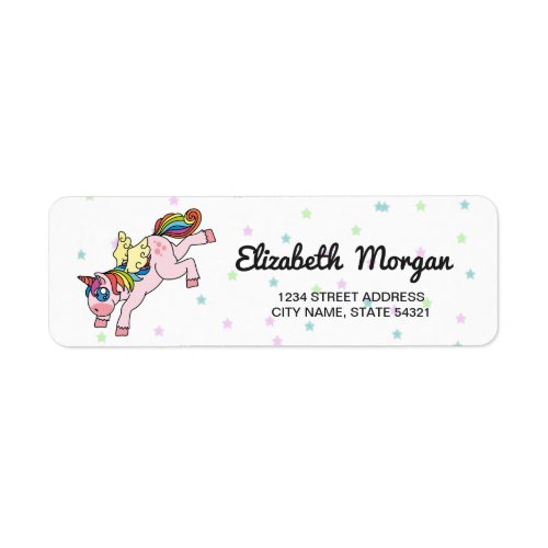Whimsical  Rainbow Unicorn Stars Label