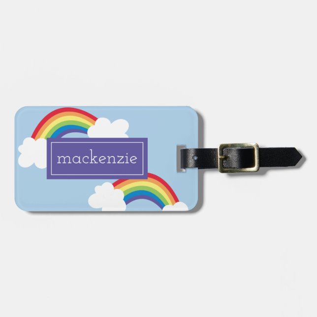 Whimsical Rainbows Personalized Luggage Tag (Front Horizontal)