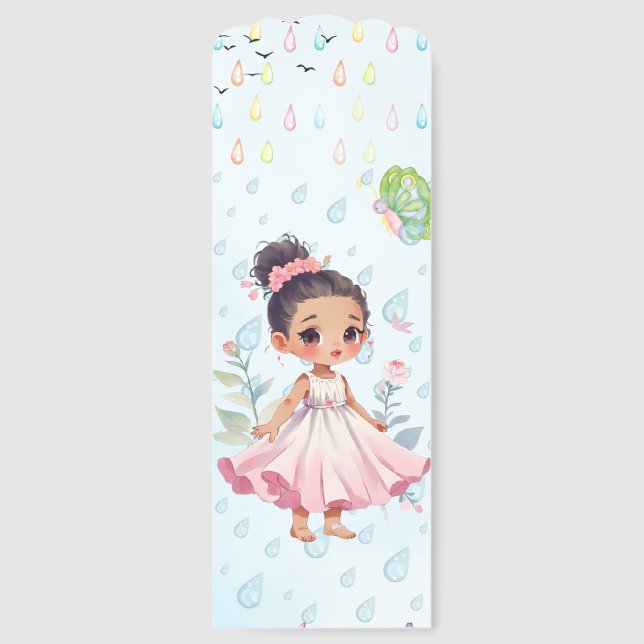 Whimsical Raindrop Garden Book Lover's Bookmark (Front)