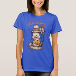 Whimsical Reading Buddha Lantern Design T-Shirt